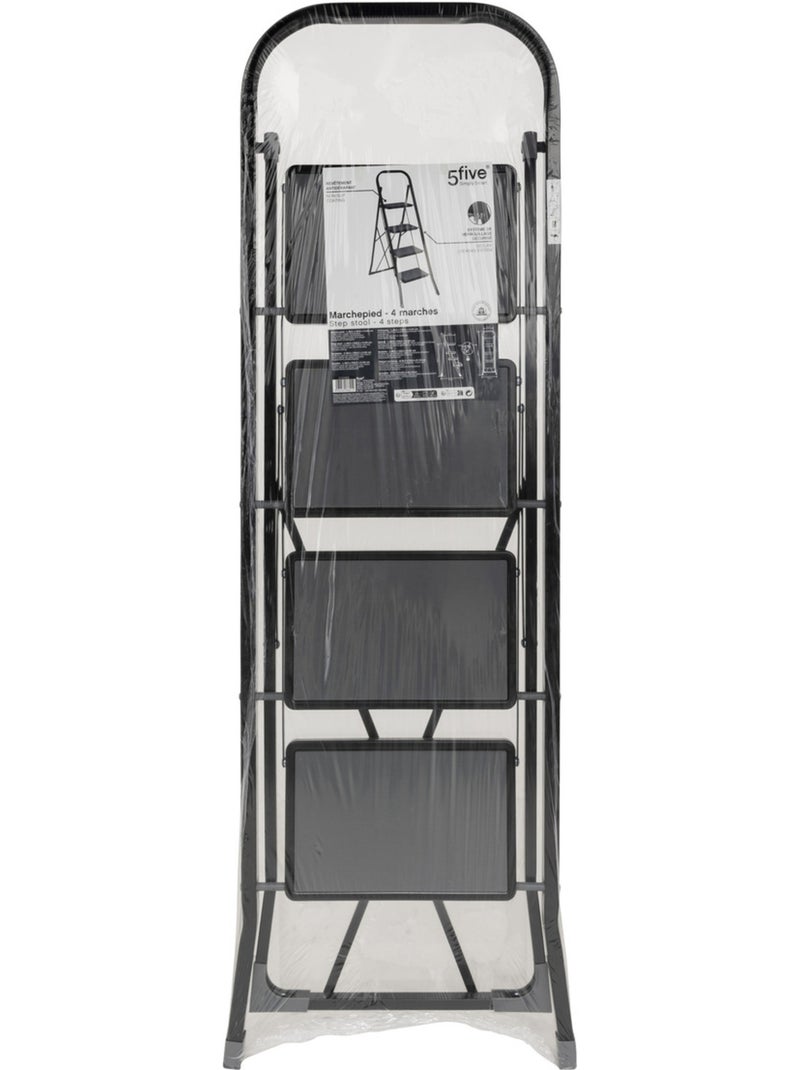 Escabeau 4 marches pliable en métal Noir - Kiabi
