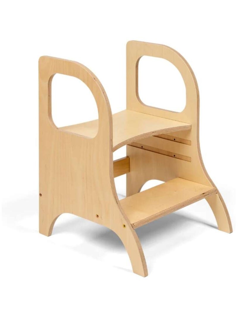 Escabeau-marchepied à hauteur réglable Bois naturel - Kiabi