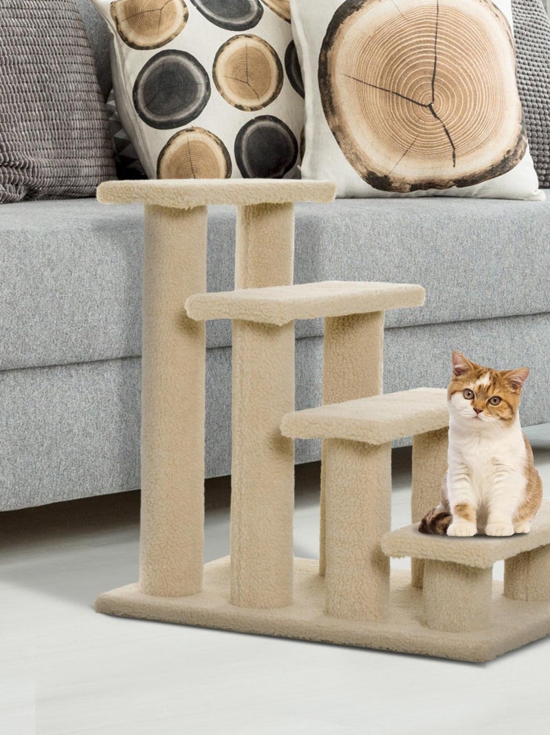 Escalier pour animaux flanelle grande douceur haute densité beige Beige - Kiabi