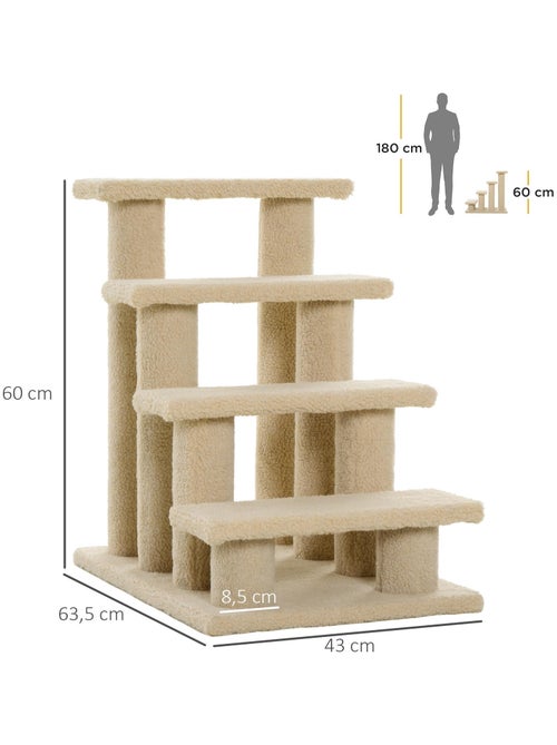 Escalier pour animaux flanelle grande douceur haute densité beige - Kiabi