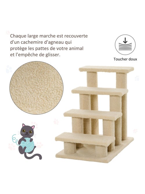 Escalier pour animaux flanelle grande douceur haute densité beige - Kiabi