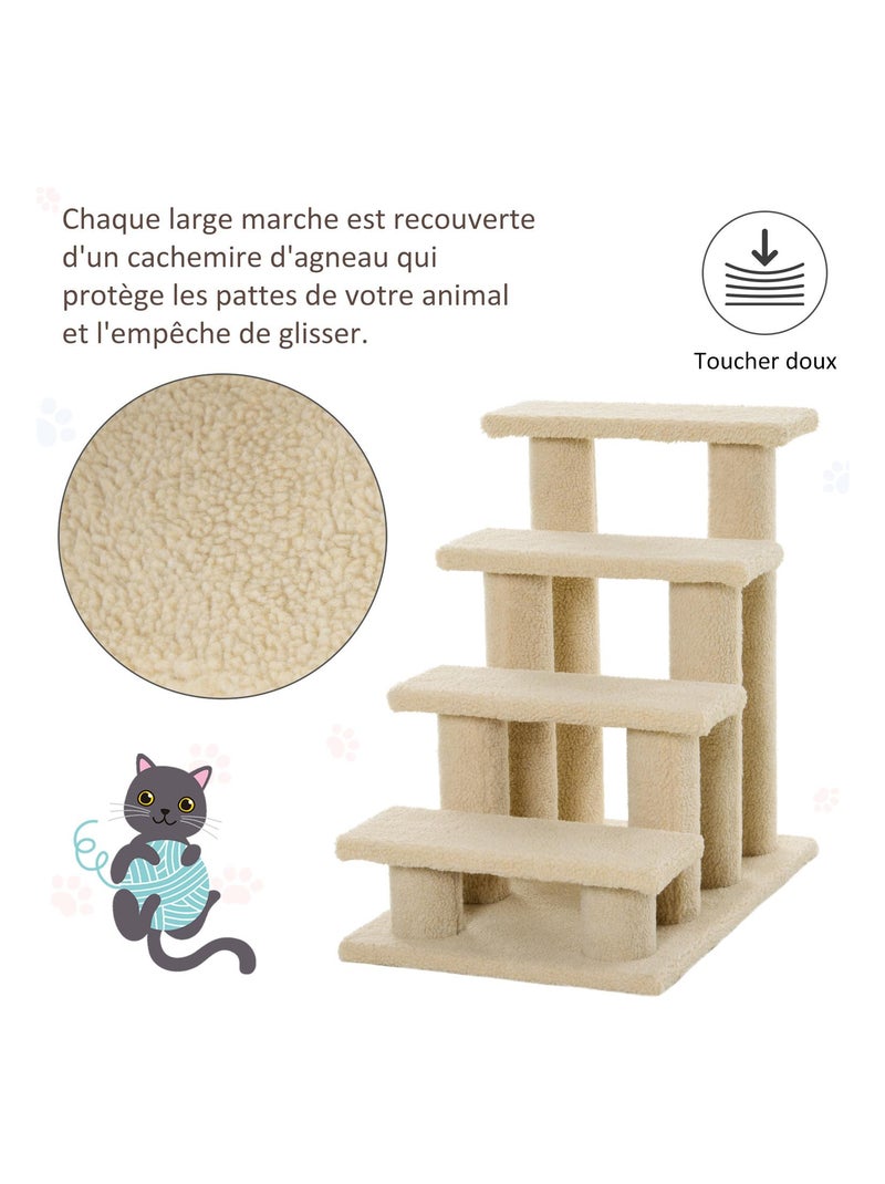 Escalier pour animaux flanelle grande douceur haute densité beige Beige - Kiabi