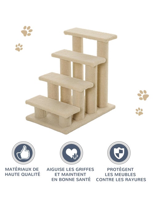 Escalier pour animaux flanelle grande douceur haute densité beige - Kiabi