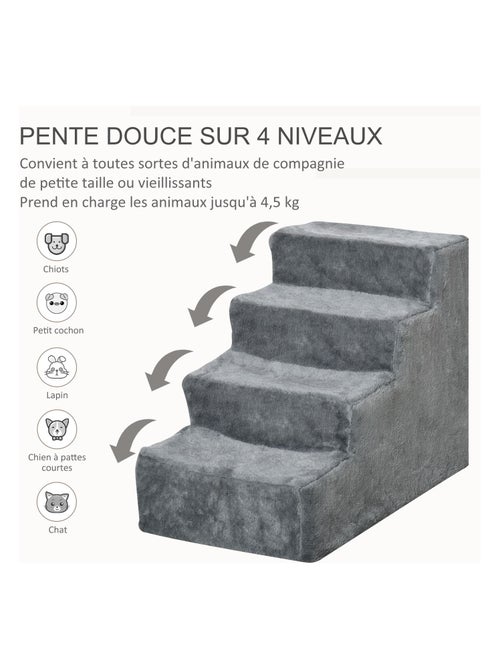 Escalier pour animaux flanelle grande douceur haute densité gris - Kiabi