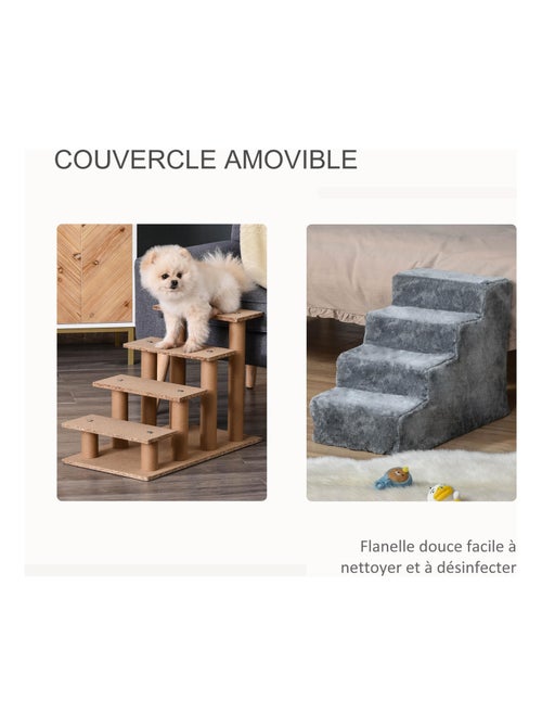 Escalier pour animaux flanelle grande douceur haute densité gris - Kiabi
