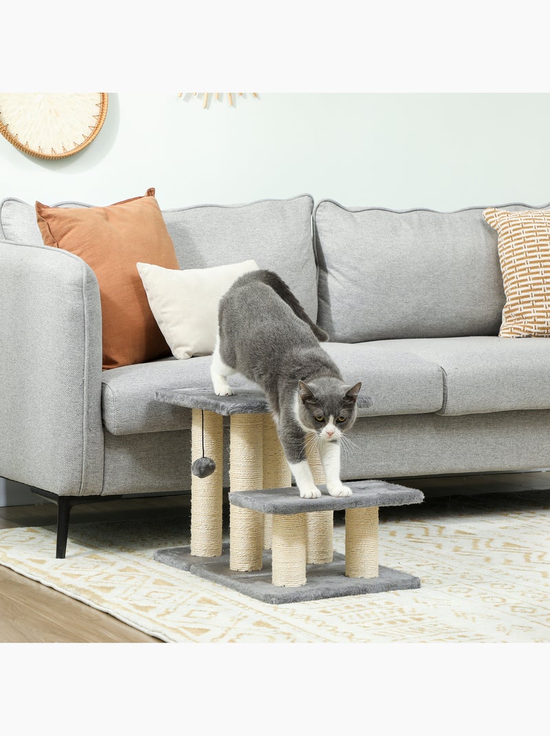 Escalier pour chat 3 marches - griffoirs, boule - sisal peluche gris Gris - Kiabi