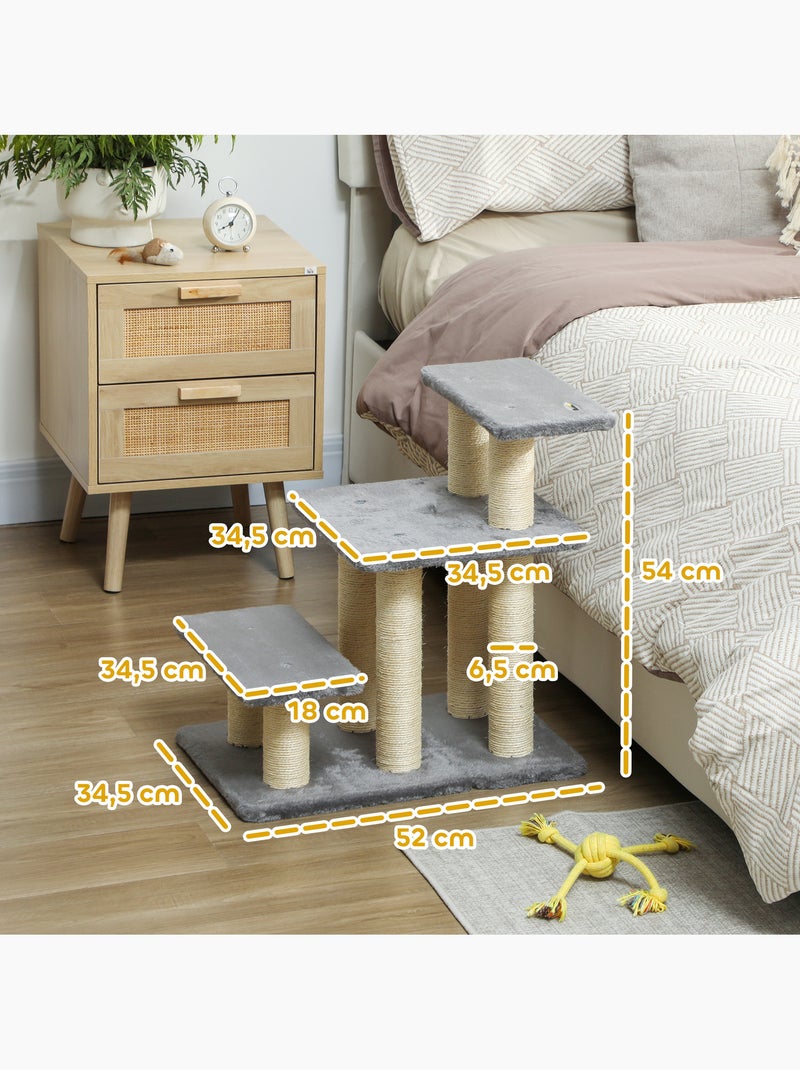 Escalier pour chat 3 marches - griffoirs, boule - sisal peluche gris Gris - Kiabi