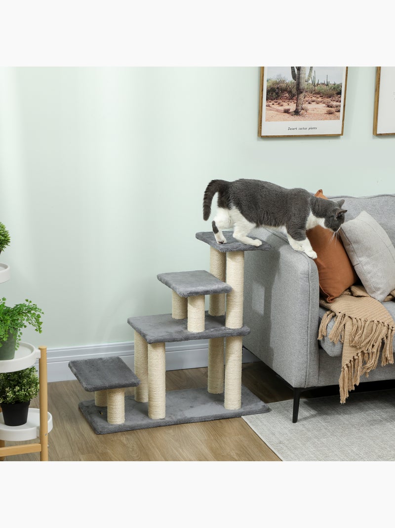 Escalier pour chat 4 marches - griffoirs, boule - sisal peluche gris Gris - Kiabi