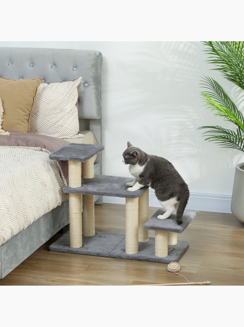 Escalier pour chat 4 marches - griffoirs, boule - sisal peluche gris Gris - Kiabi