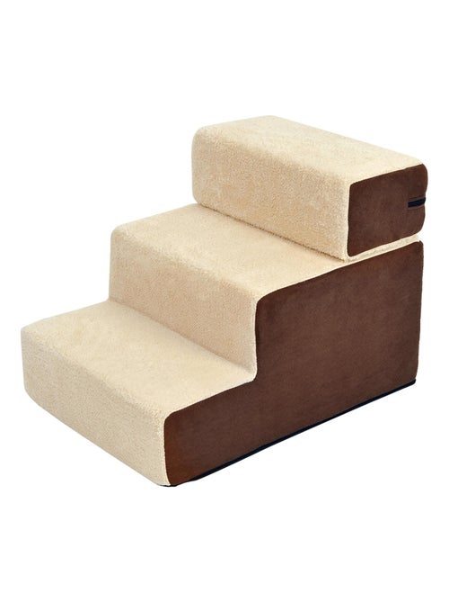 Escalier pour chien animaux 2/3 marches déhoussable marron crème - Kiabi