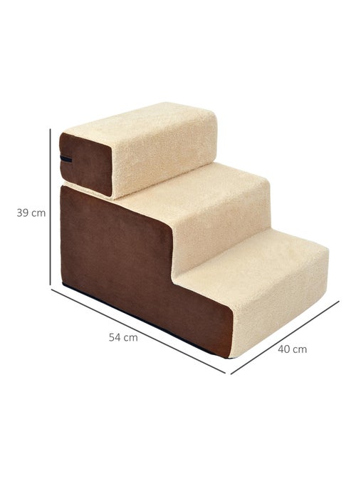 Escalier pour chien animaux 2/3 marches déhoussable marron crème - Kiabi
