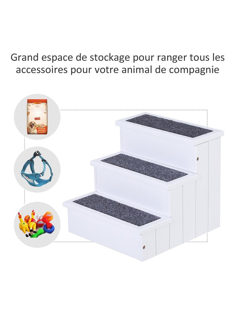 Escalier pour chien animaux 3 marches bois pin Blanc - Kiabi