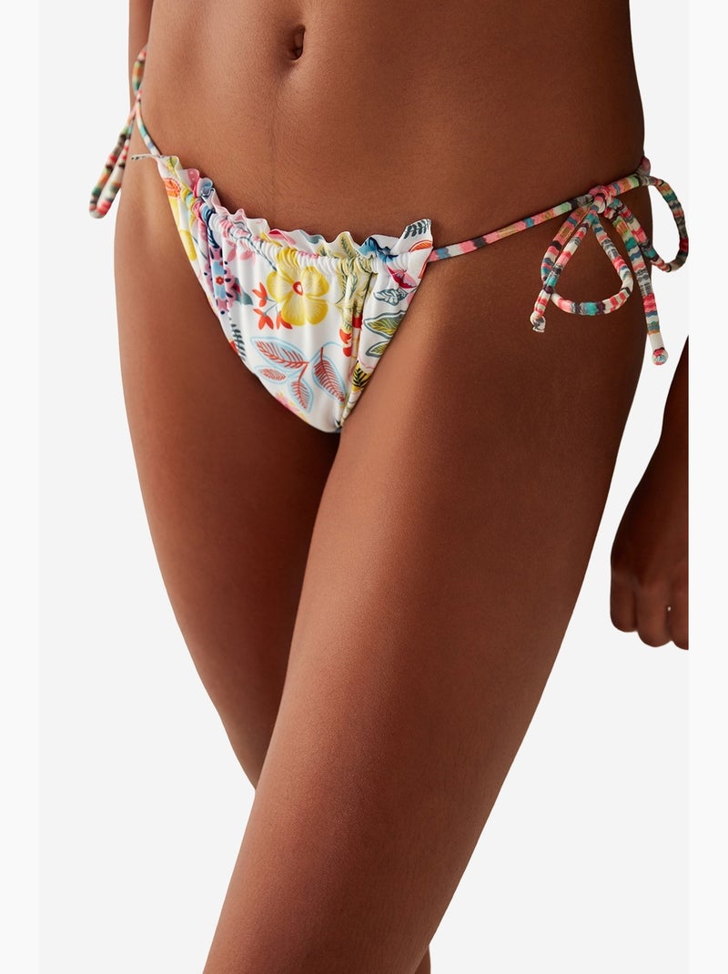 Escape bas de bikini à motif floral et détail volanté penti Blanc - Kiabi
