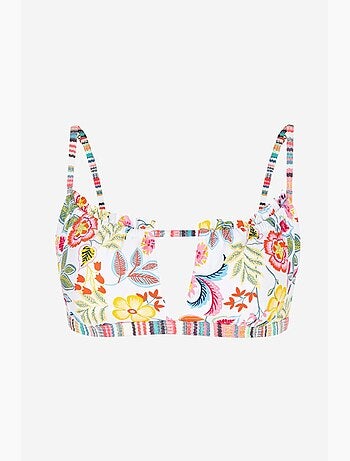 Escape haut de bikini bandeau à imprimé fleuri et liens sur les côtés penti