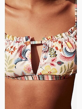 Escape haut de bikini bandeau à imprimé fleuri et liens sur les côtés penti