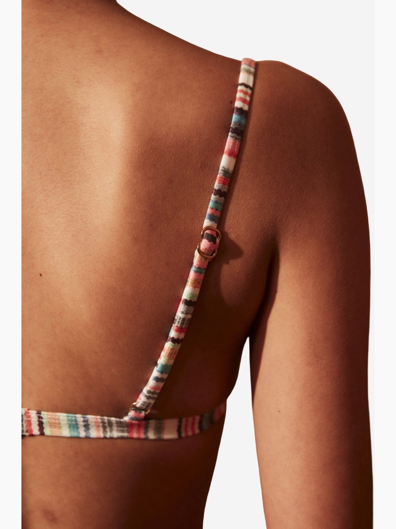 Escape haut de bikini bandeau à imprimé fleuri et liens sur les côtés penti Blanc Bleu - Kiabi