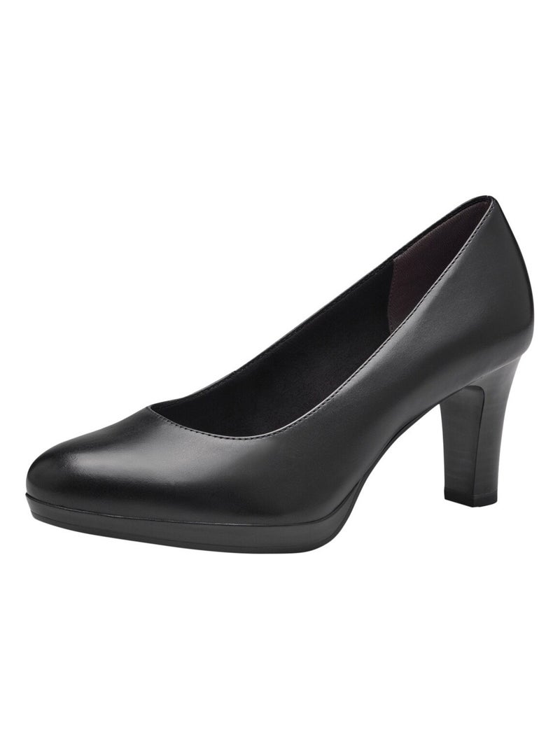 Escarpin à talon cuir Tamaris 1-22410 Noir - Kiabi