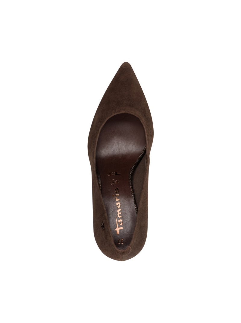 Escarpin à Talon Cuir Tamaris Marron - Kiabi