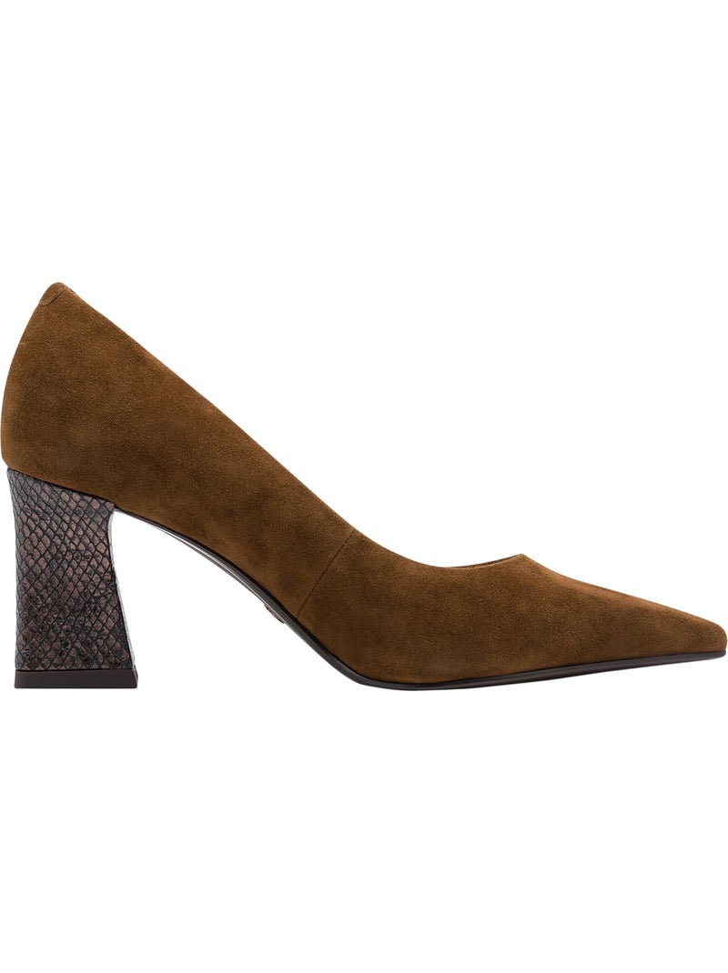 Escarpin à talon cuir tamaris Marron - Kiabi