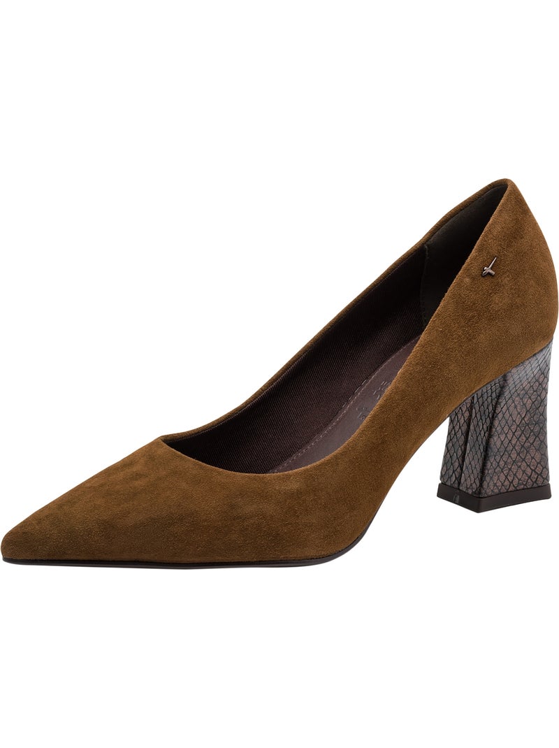 Escarpin à talon cuir tamaris Marron - Kiabi
