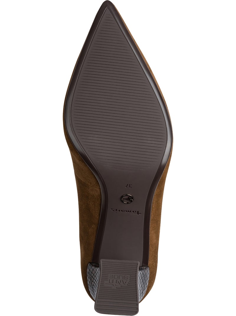 Escarpin à talon cuir tamaris Marron - Kiabi