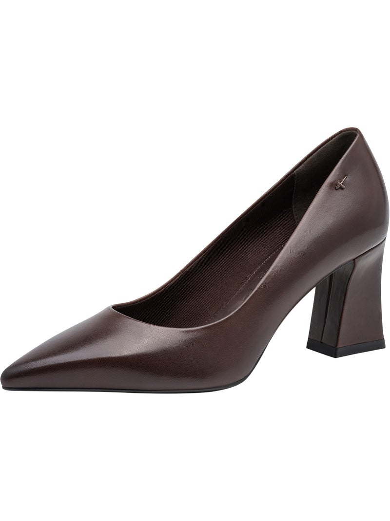 Escarpin à talon cuir tamaris Marron - Kiabi