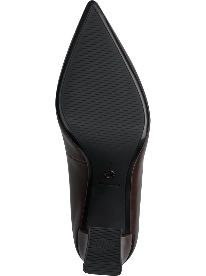 Escarpin à talon cuir tamaris Marron - Kiabi