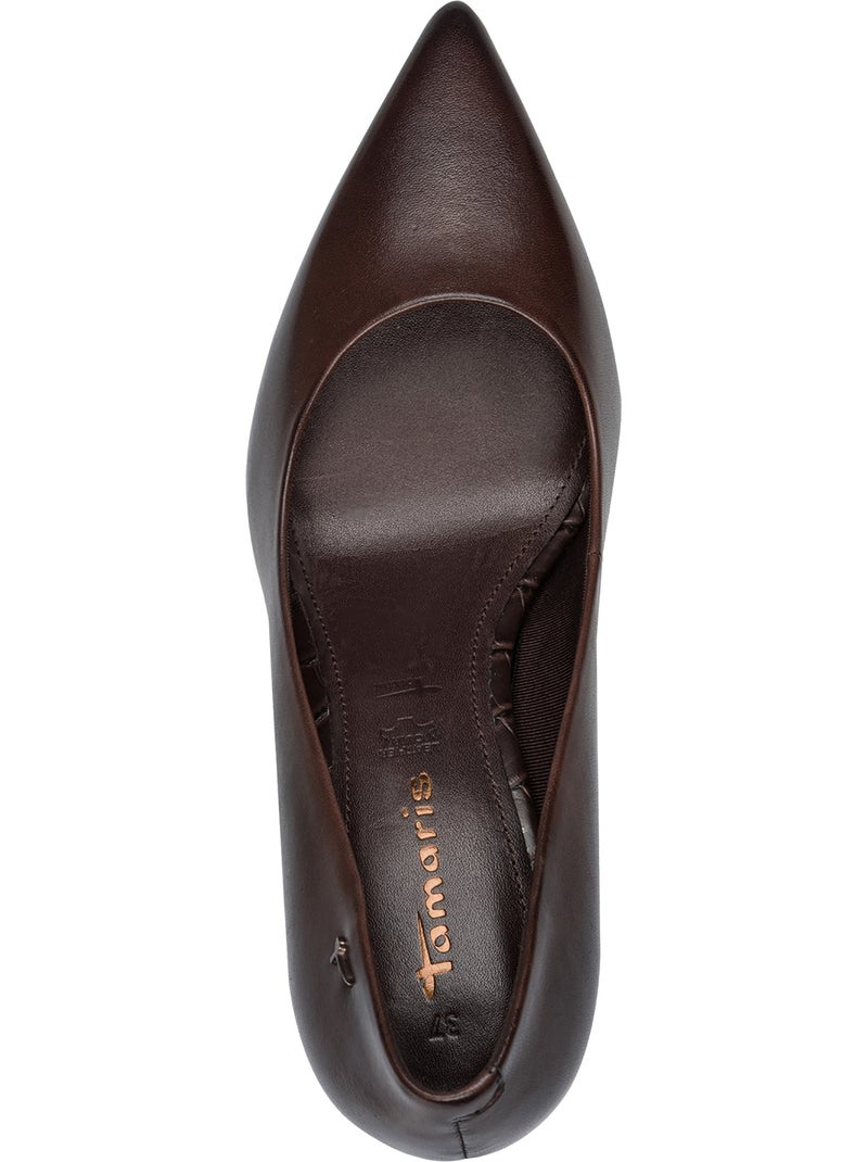Escarpin à talon cuir tamaris Marron - Kiabi