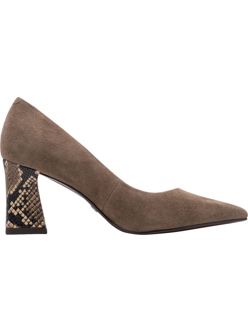 Escarpin à talon cuir tamaris Marron - Kiabi