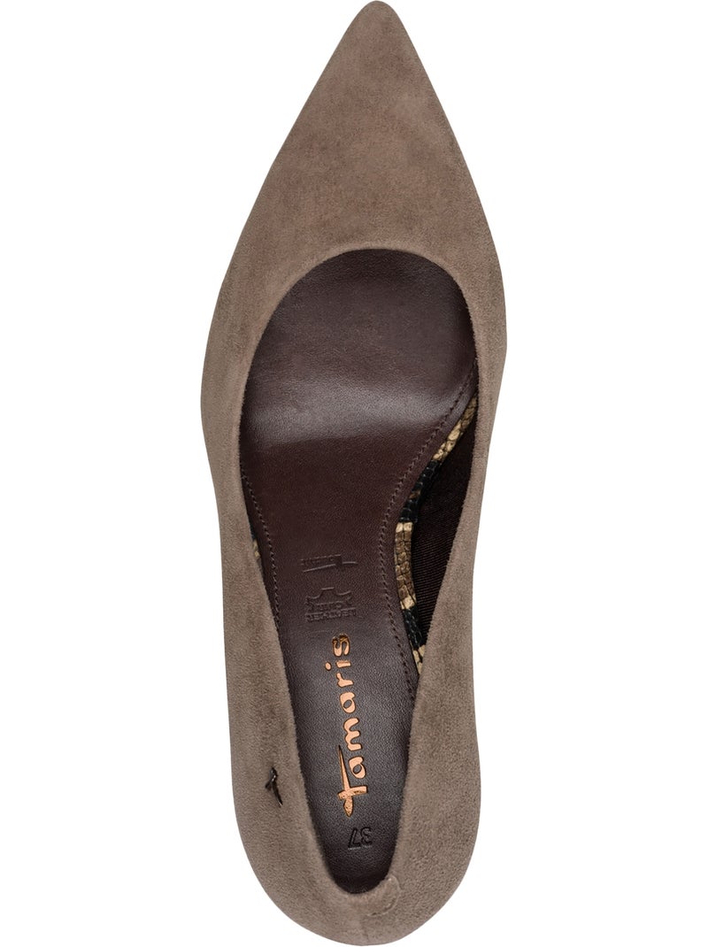 Escarpin à talon cuir tamaris Marron - Kiabi