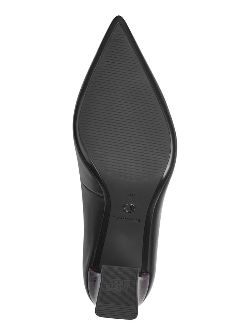 Escarpin à Talon Cuir Tamaris Noir - Kiabi