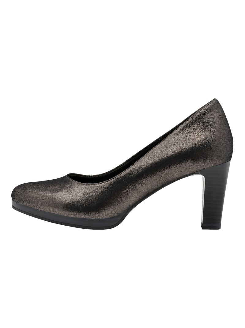 Escarpin Cuir Talon Tamaris Gris - Kiabi