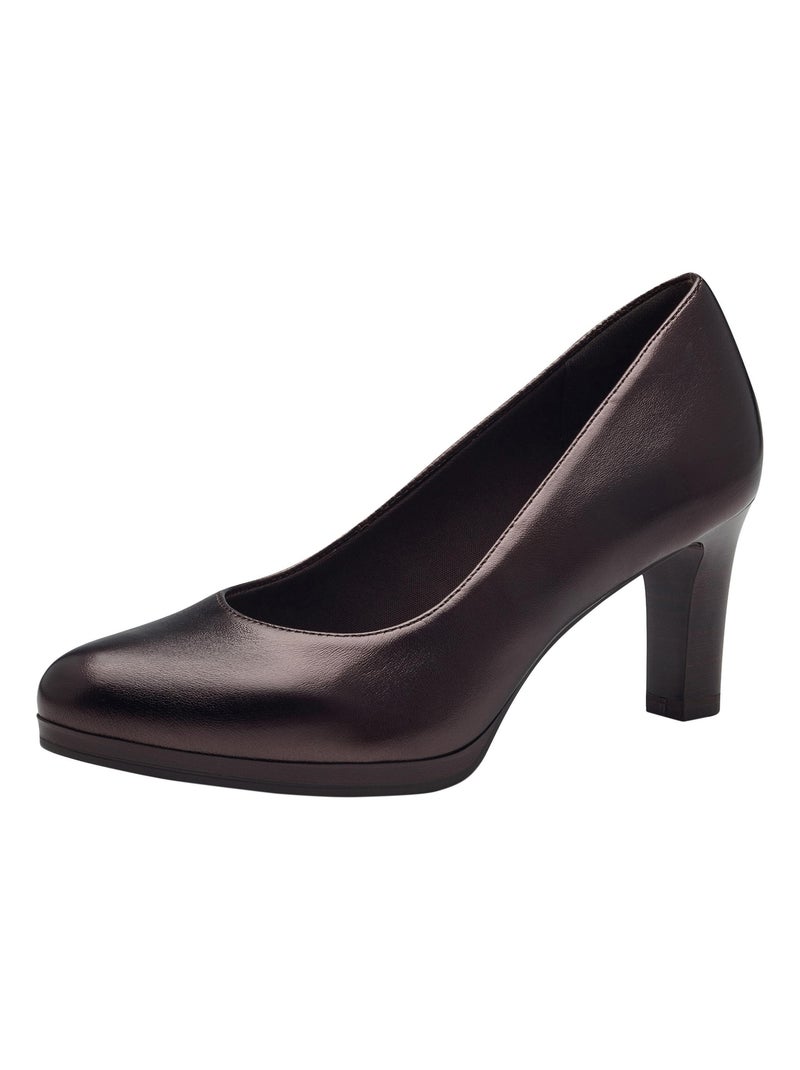 Escarpin Cuir Talon Tamaris Rose - Kiabi