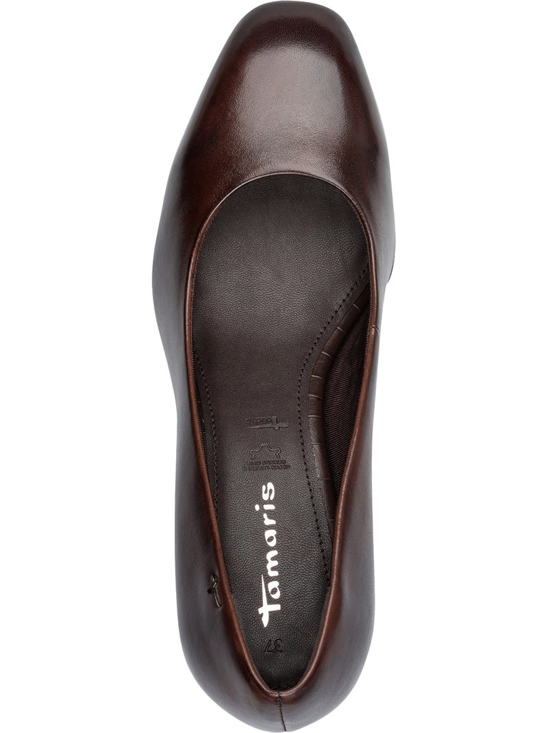 Escarpin cuir tamaris Marron - Kiabi