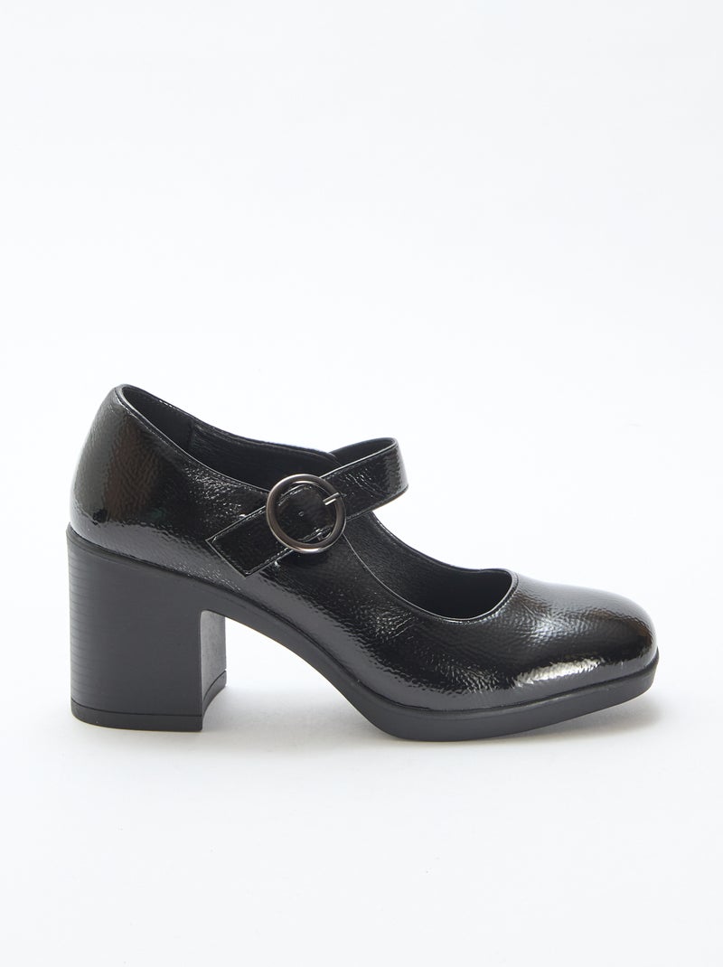 Escarpin en verni à talon Noir - Kiabi
