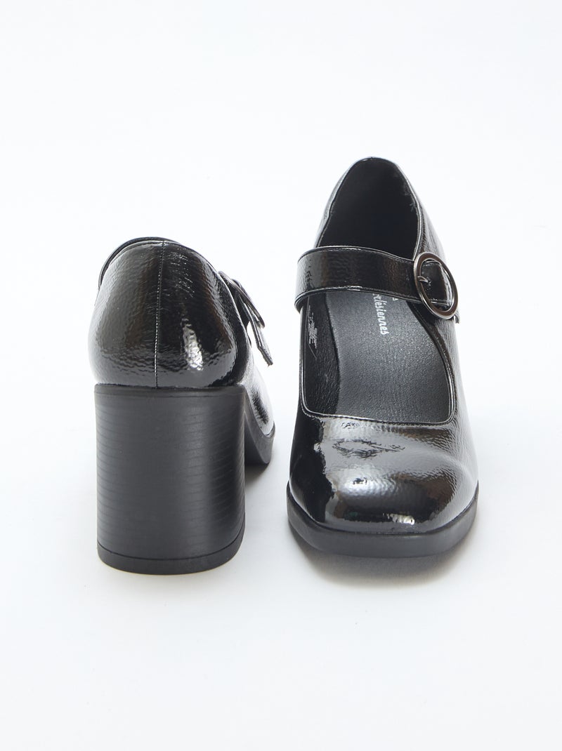 Escarpin en verni à talon Noir - Kiabi