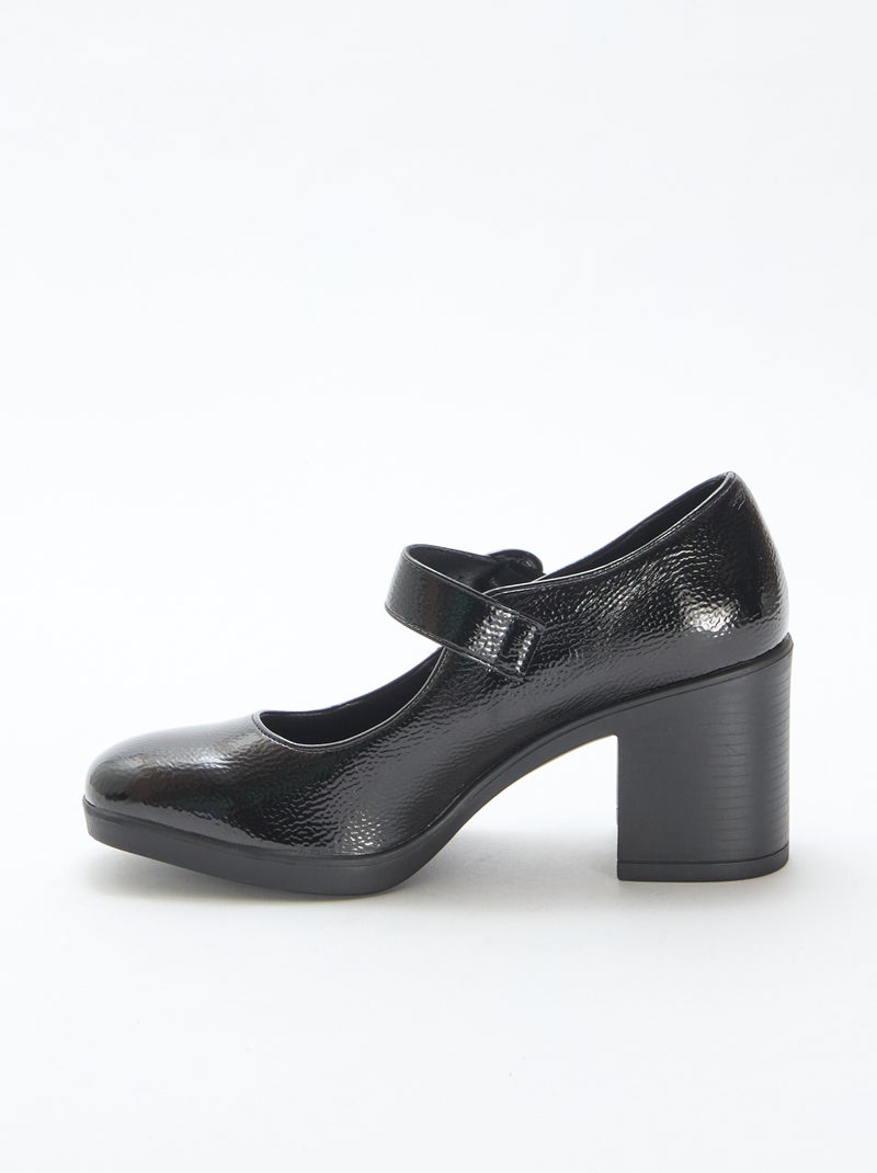 Escarpin en verni à talon Noir - Kiabi
