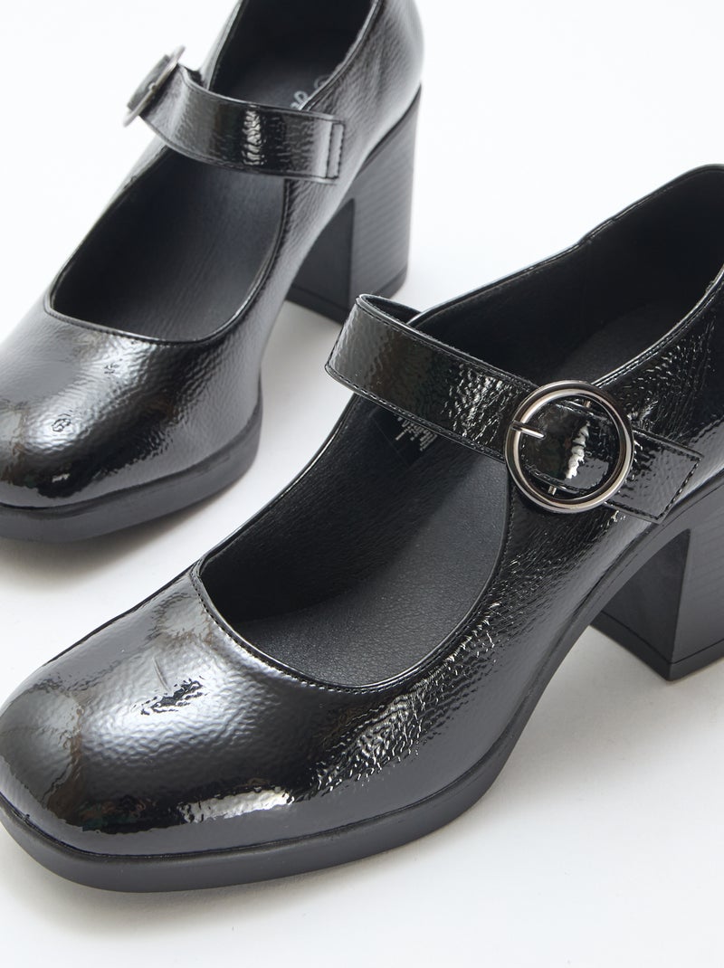 Escarpin en verni à talon Noir - Kiabi