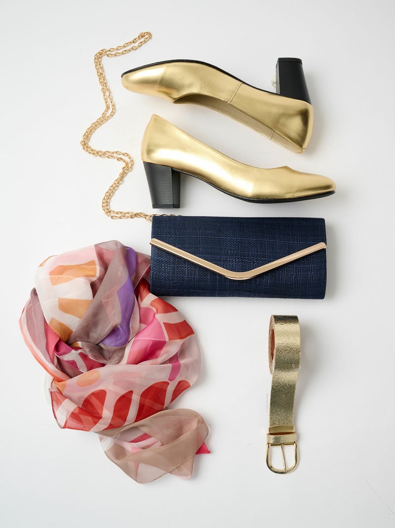 Escarpin largeur confort cuir bout rond Doré/or - Kiabi