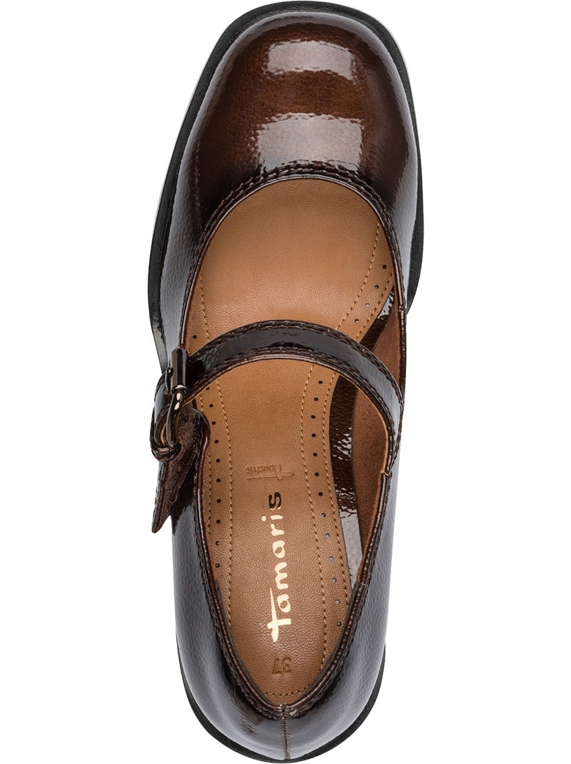 Escarpin talon à brides tamaris Marron - Kiabi