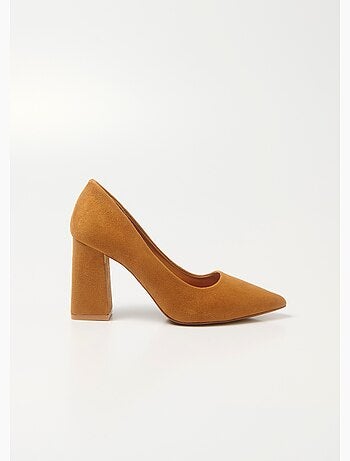 Escarpin talon haut large, finition daim - AFIBEL