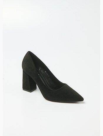 Escarpin talon haut large, finition daim - AFIBEL