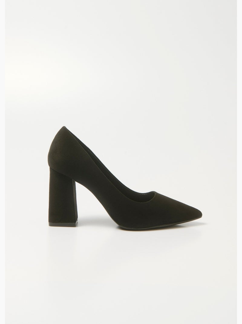 Escarpin talon haut large, finition daim - AFIBEL Noir - Kiabi