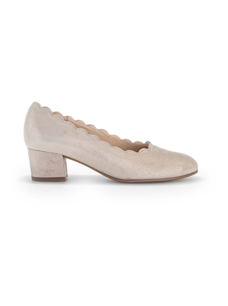 Escarpins -dorés en cuir métallisé Beige - Kiabi