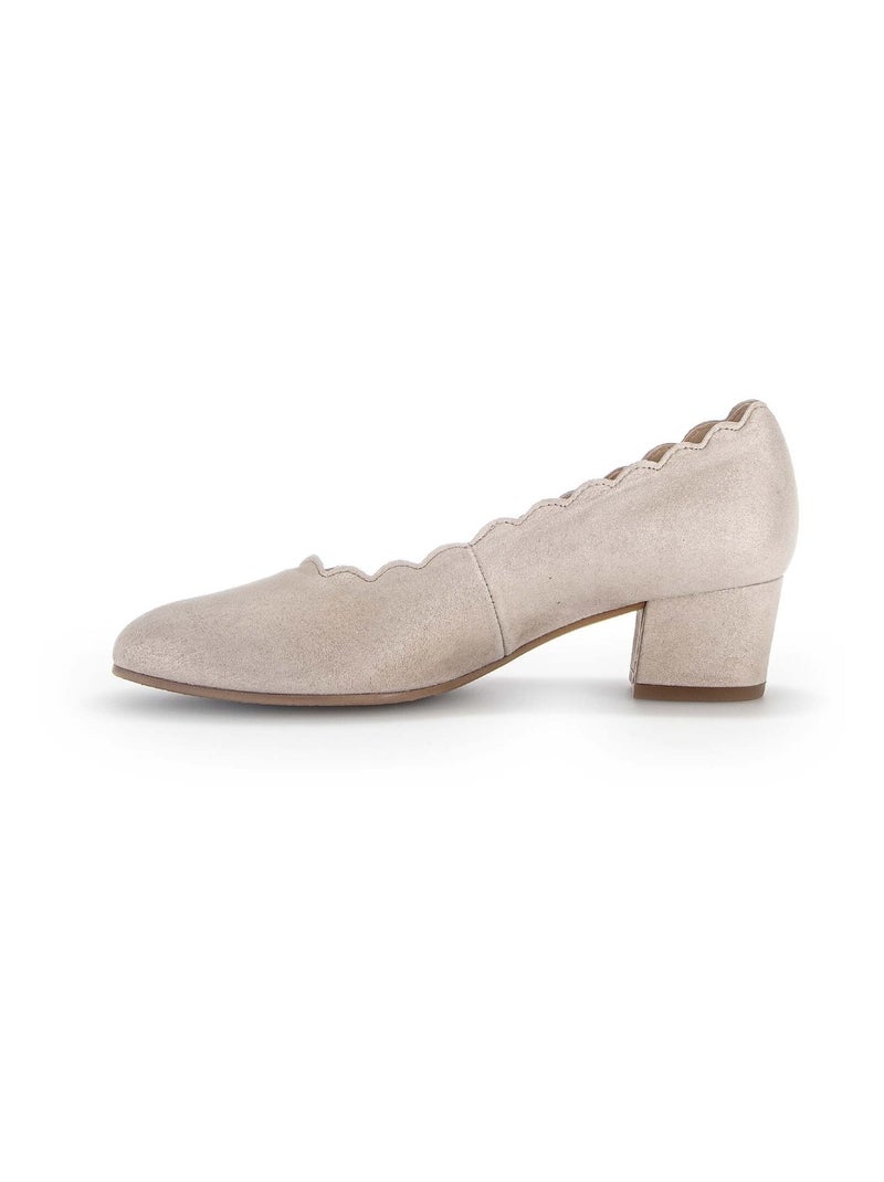 Escarpins -dorés en cuir métallisé Beige - Kiabi