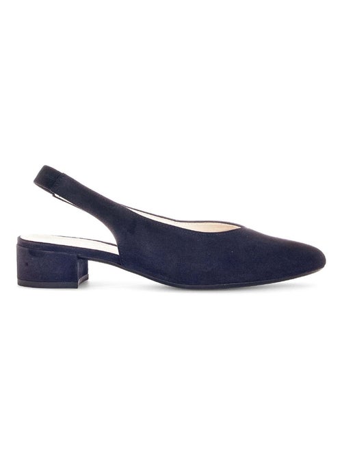 Escarpins à bride arrière bleue en cuir velours - Kiabi