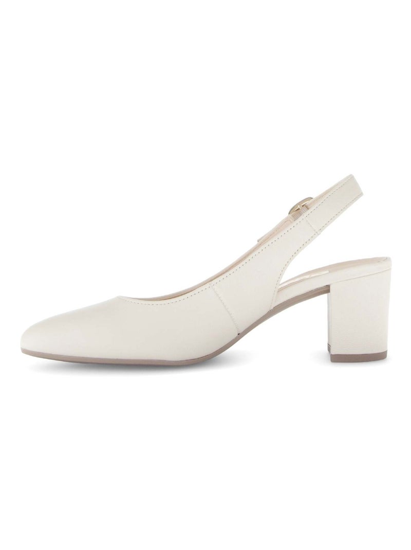 Escarpins à bride arrière  en cuir lisse Beige - Kiabi