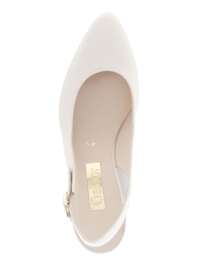 Escarpins à bride arrière  en cuir lisse Beige - Kiabi