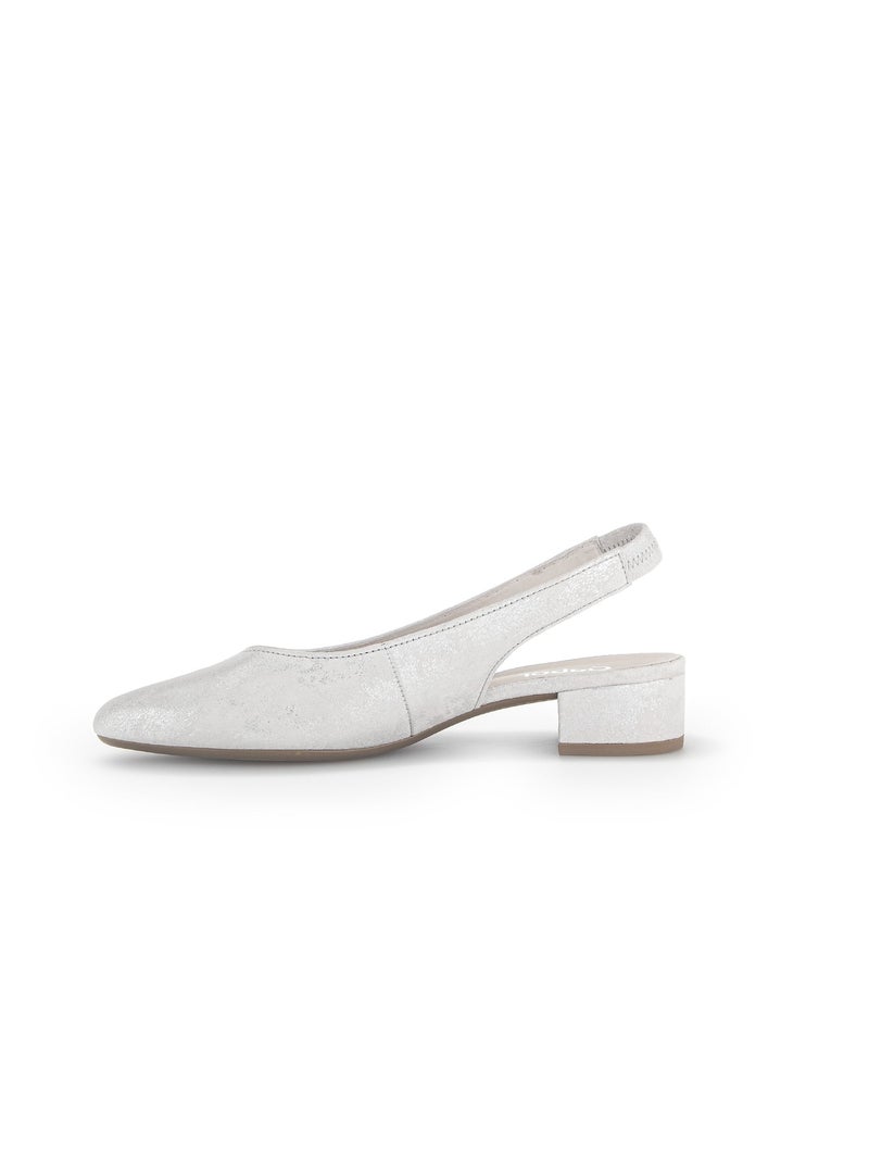 Escarpins à bride arrière  en cuir métallisé Argenté - Kiabi
