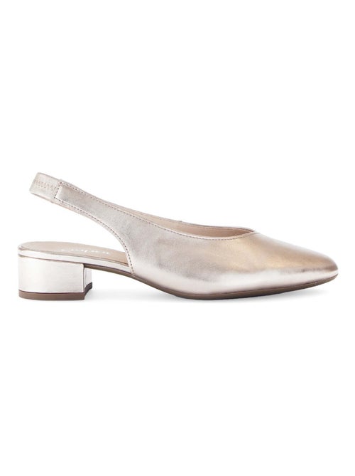 Escarpins à bride arrière  en cuir métallisé - Kiabi
